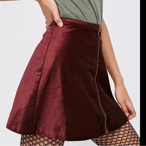 Free People One and Only Mod zip zipper Velvet Brown-Plum Mini Skirt size 0 XS